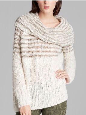 Free People Striped Cowl Sweater